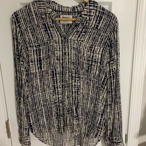 Navy and Cream Button Down Blouse, 4